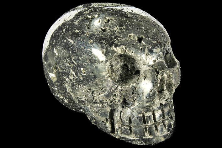 Polished Pyrite Skull With Pyritohedral Crystals #96330
